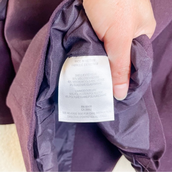 Theory Andorie Textured Peak Lapel Blazer Purple Maroon Size 10 - Picture 6 of 7